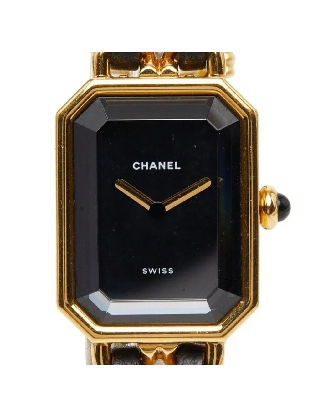Chanel Plumiere M-w Black Gold Plated Leather Onyx
